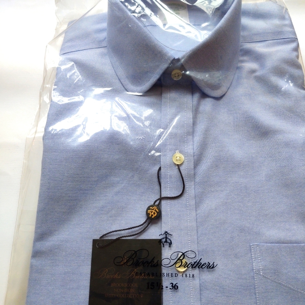 NWT BROOKS BROTHERS American Supima Cotton Shirt. Non Iron. Rugby Collar 15,5×36